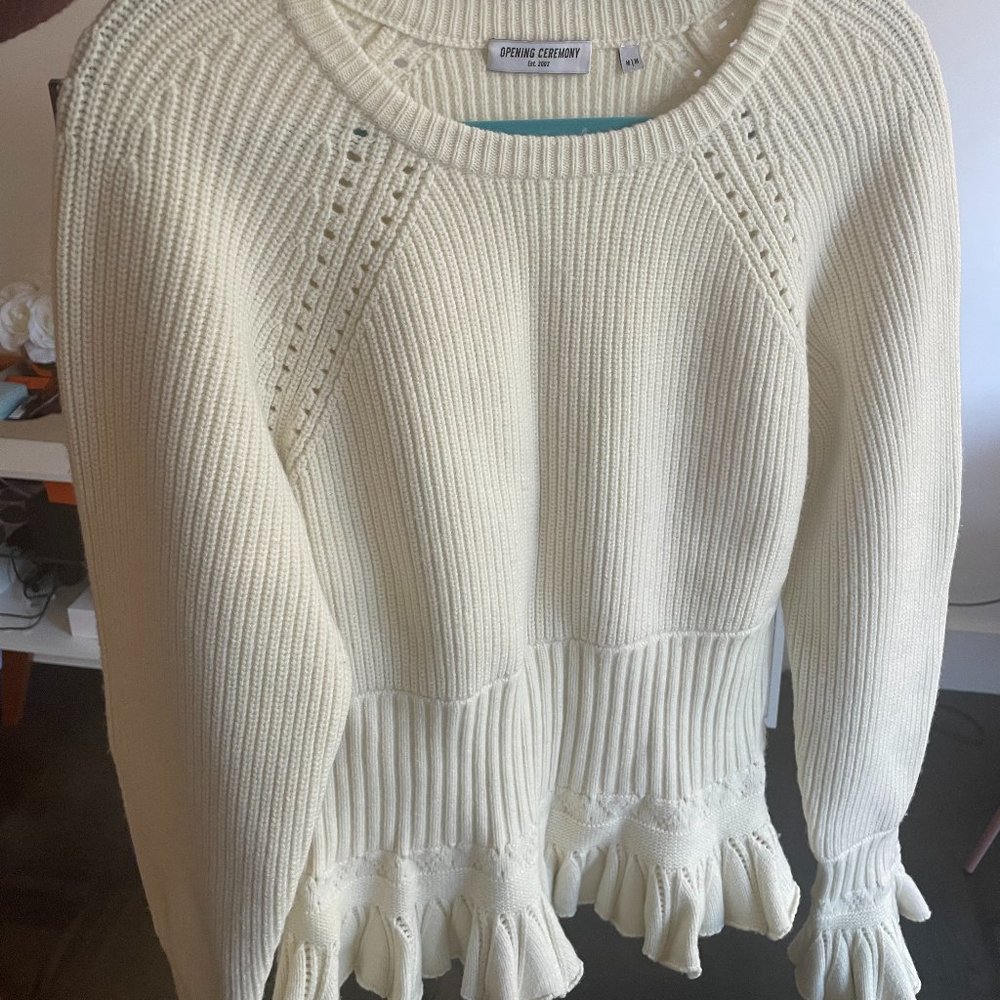 Opening Ceremony Medium Off-White Peplum Sweater